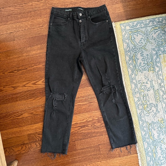 High Rise Slim Straight Black Jeans - Picture 1 of 8